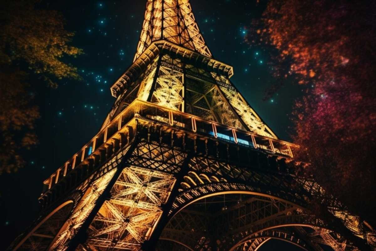 Eiffel Tower at midnight on New Year’s Eve in Paris 2026