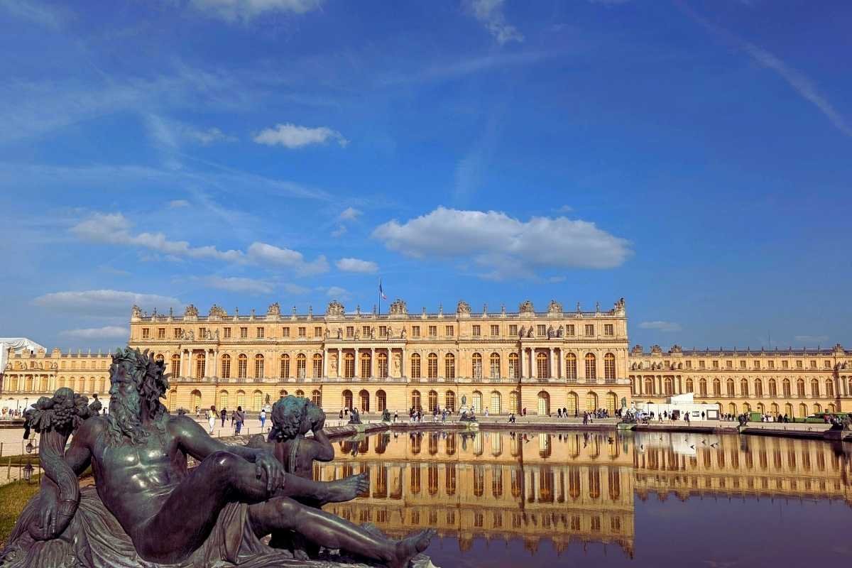 Exterior view of the Palace of Versailles and gardens in 2026