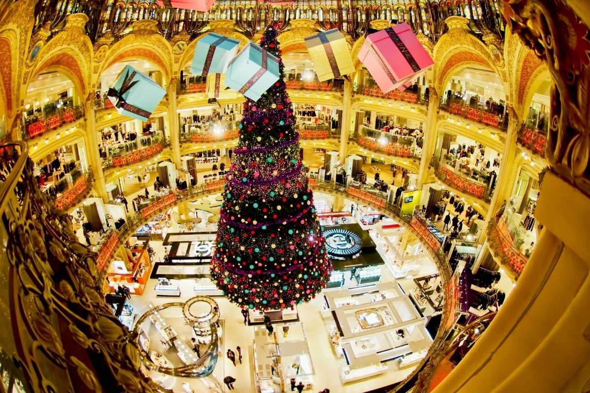 Galeries Lafayette Christmas tree under dome Paris