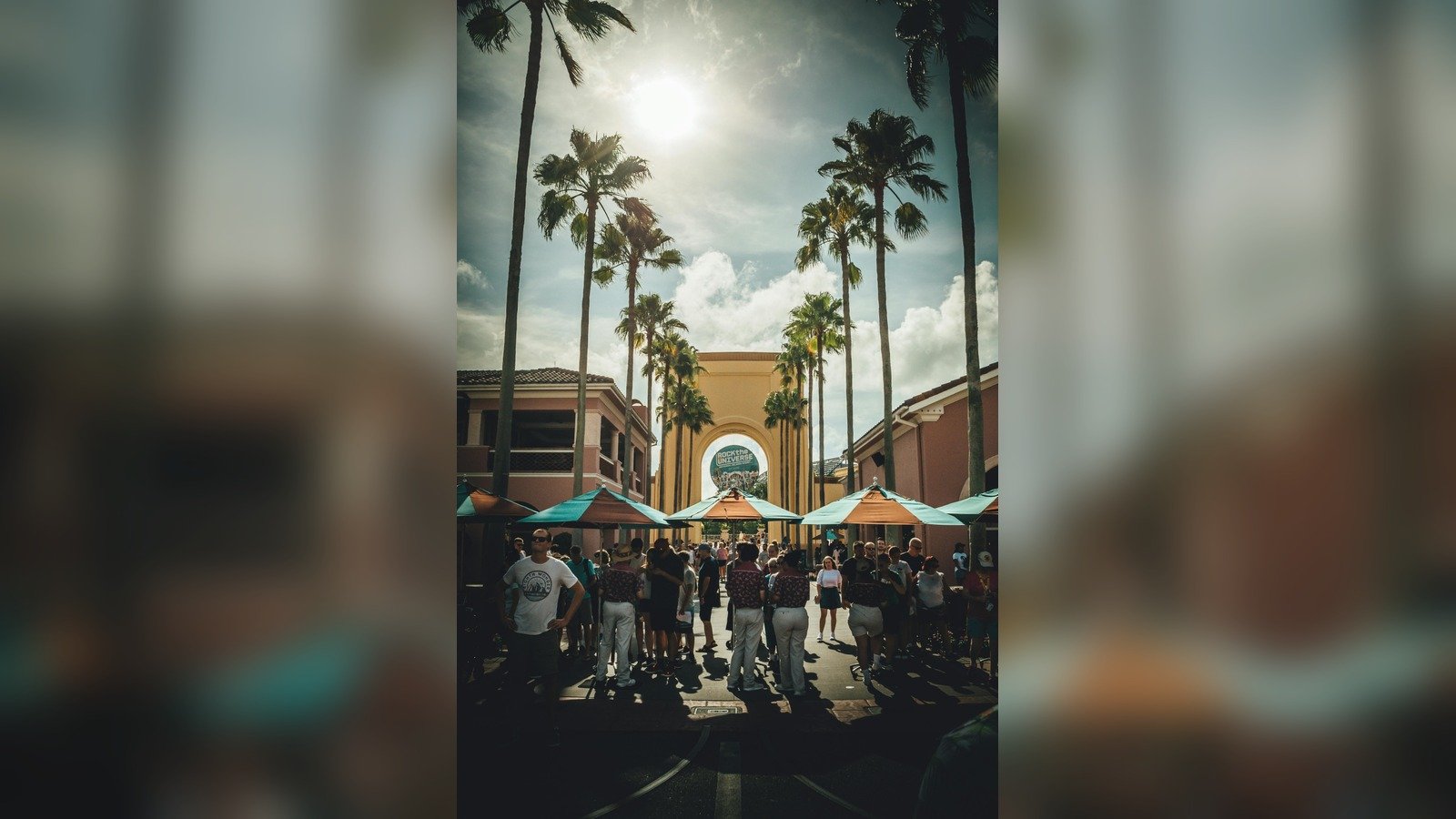 Crowded Universal Orlando walkway during a physically demanding second day itinerary