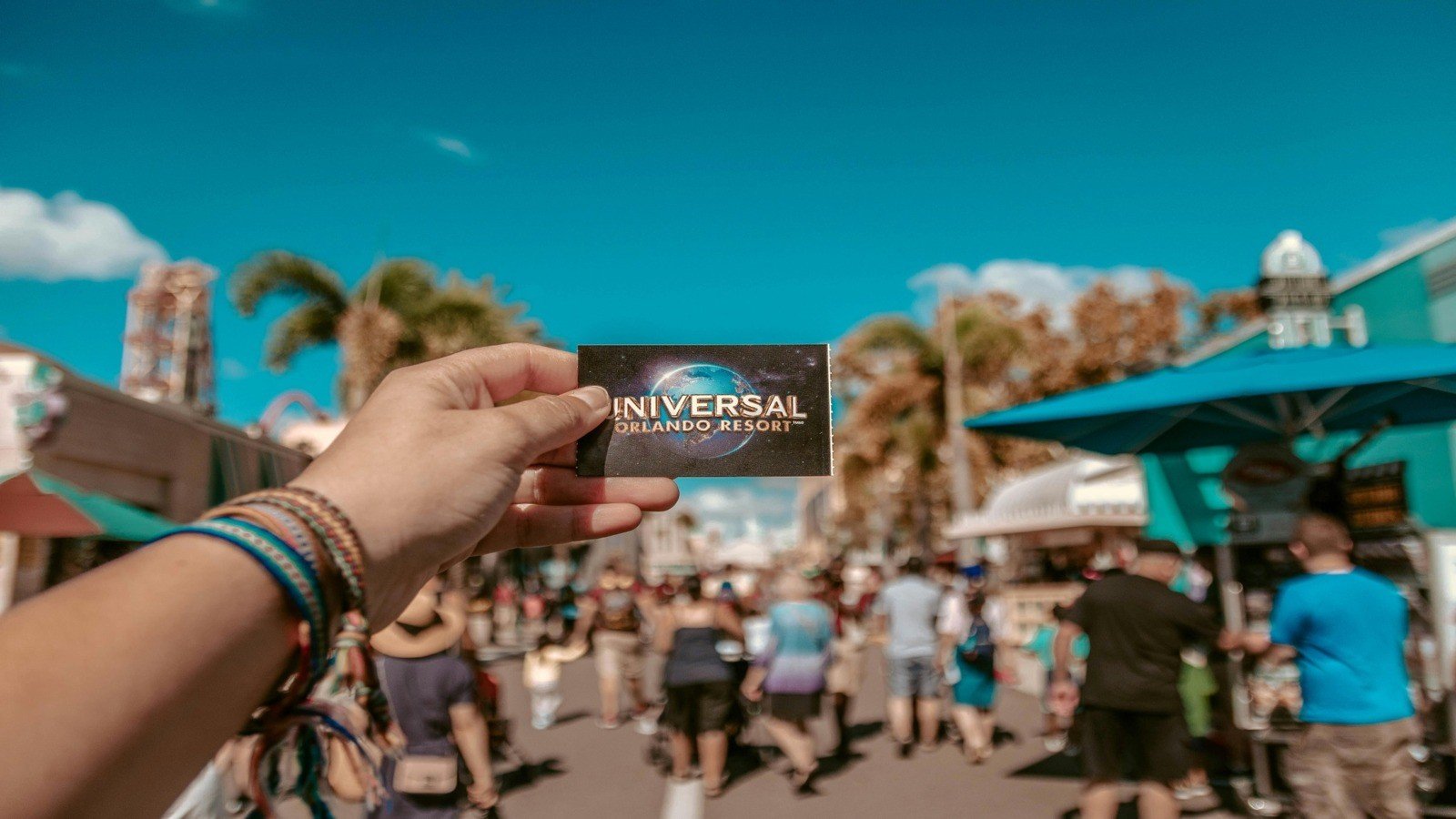Visitors exploring the Universal Orlando tourist area near International Drive