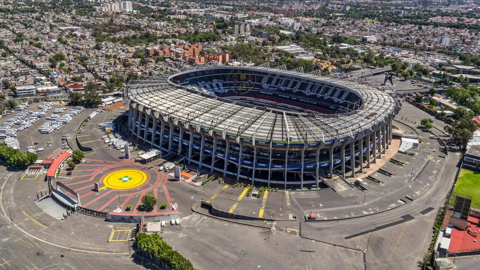 Aerial view of Estadio Azteca in Mexico City, one of the main stadiums for the 2026 FIFA World Cup