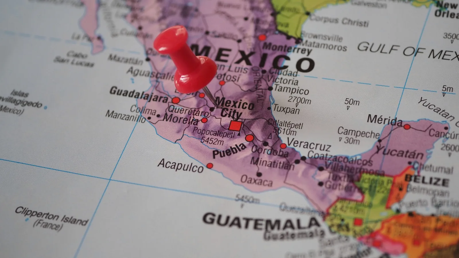 Mexico map highlighting major World Cup 2026 host cities for travel itinerary planning