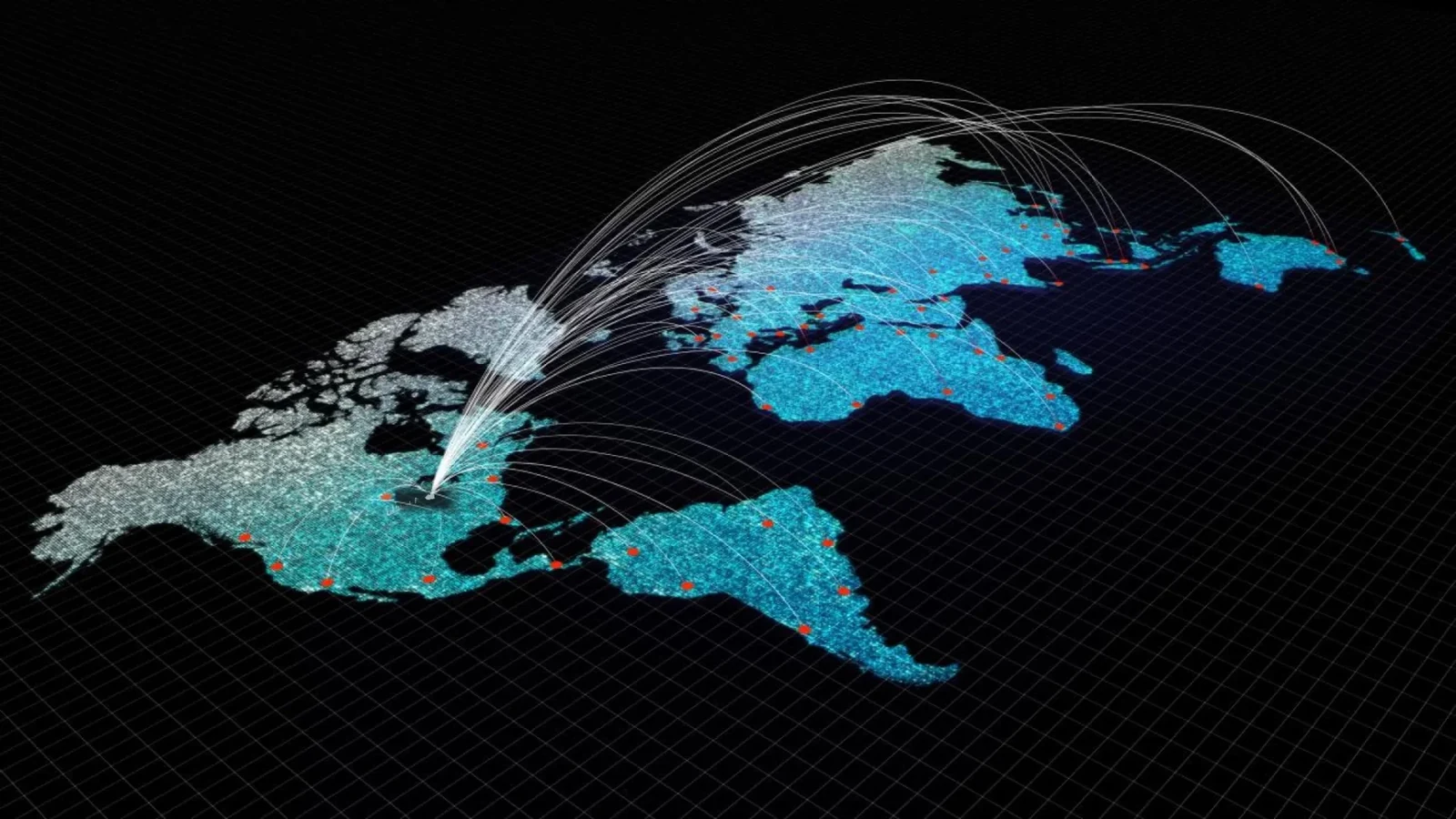 North America World Cup host cities connected by international travel routes and transportation networks.