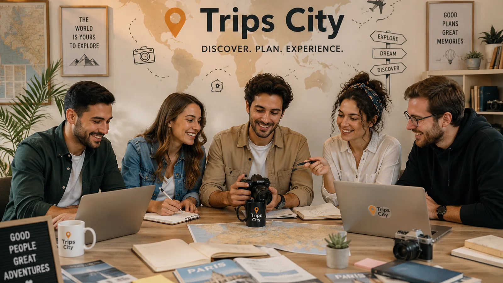 The TripsCity editorial team planning practical travel guides together