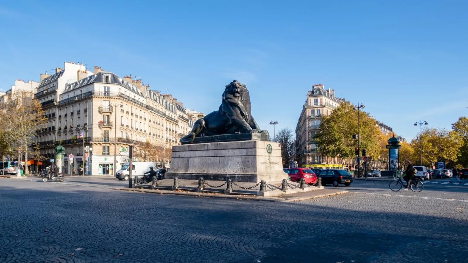 Denfert-Rochereau square and Lion of Belfort in Paris