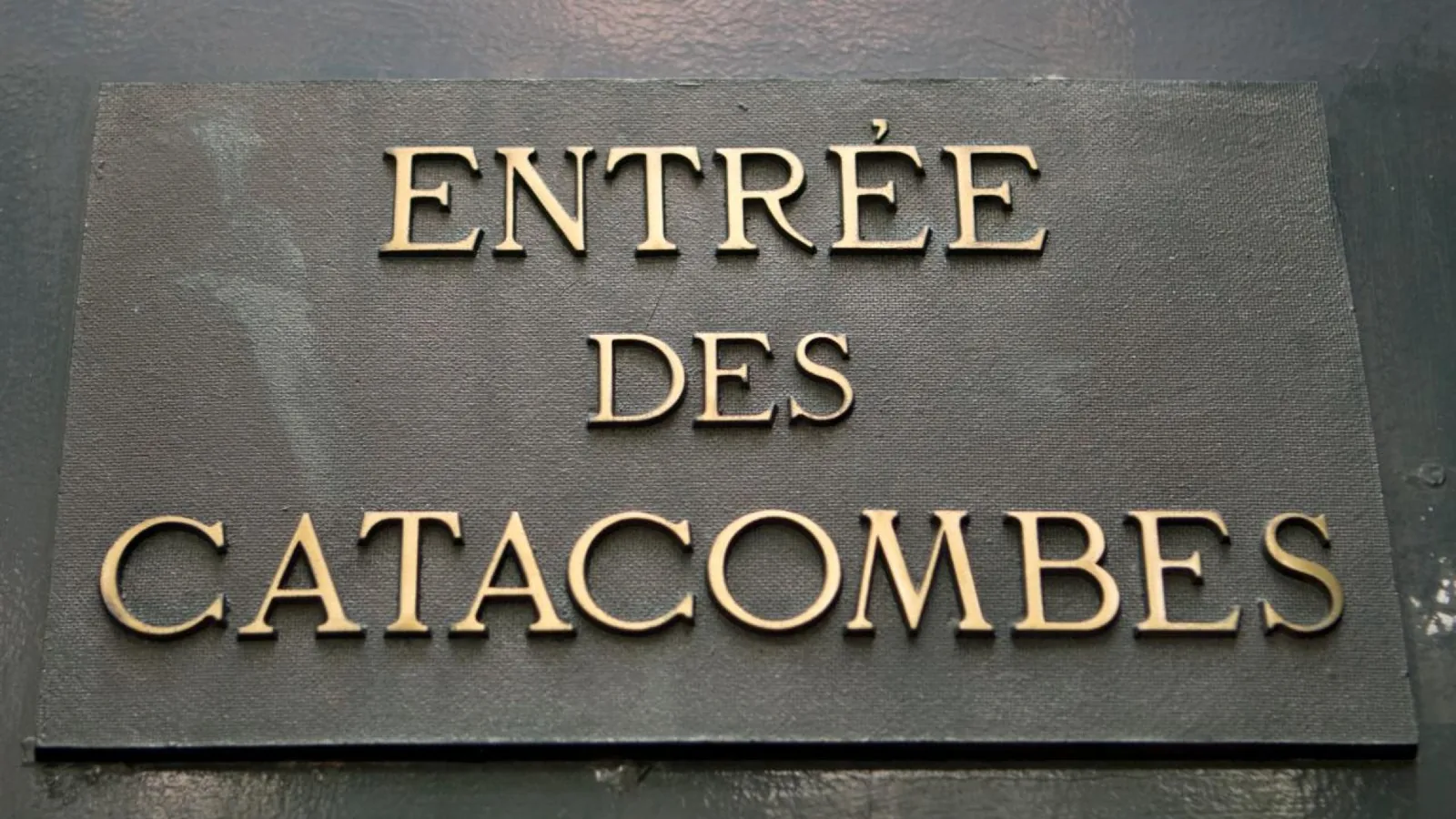 Entrance sign for the Paris Catacombs in Paris