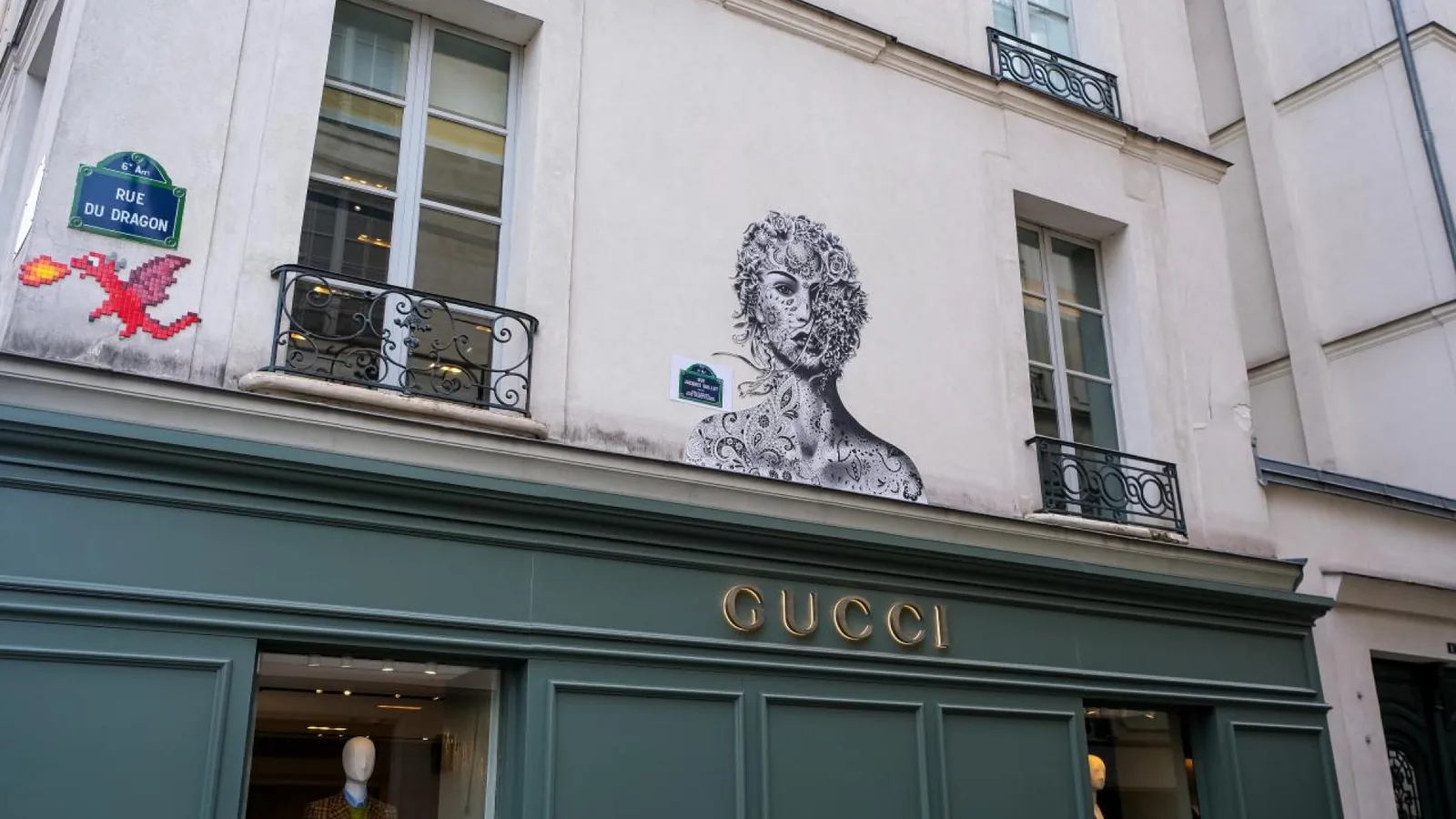Gucci storefront on Rue du Dragon in Saint-Germain-des-Prés