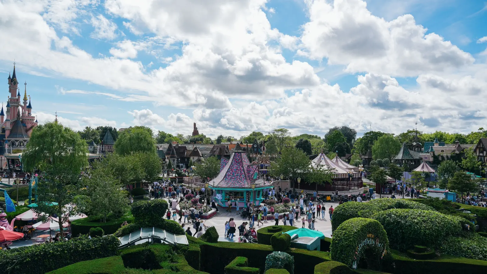 Wide view across Fantasyland at Disneyland Paris